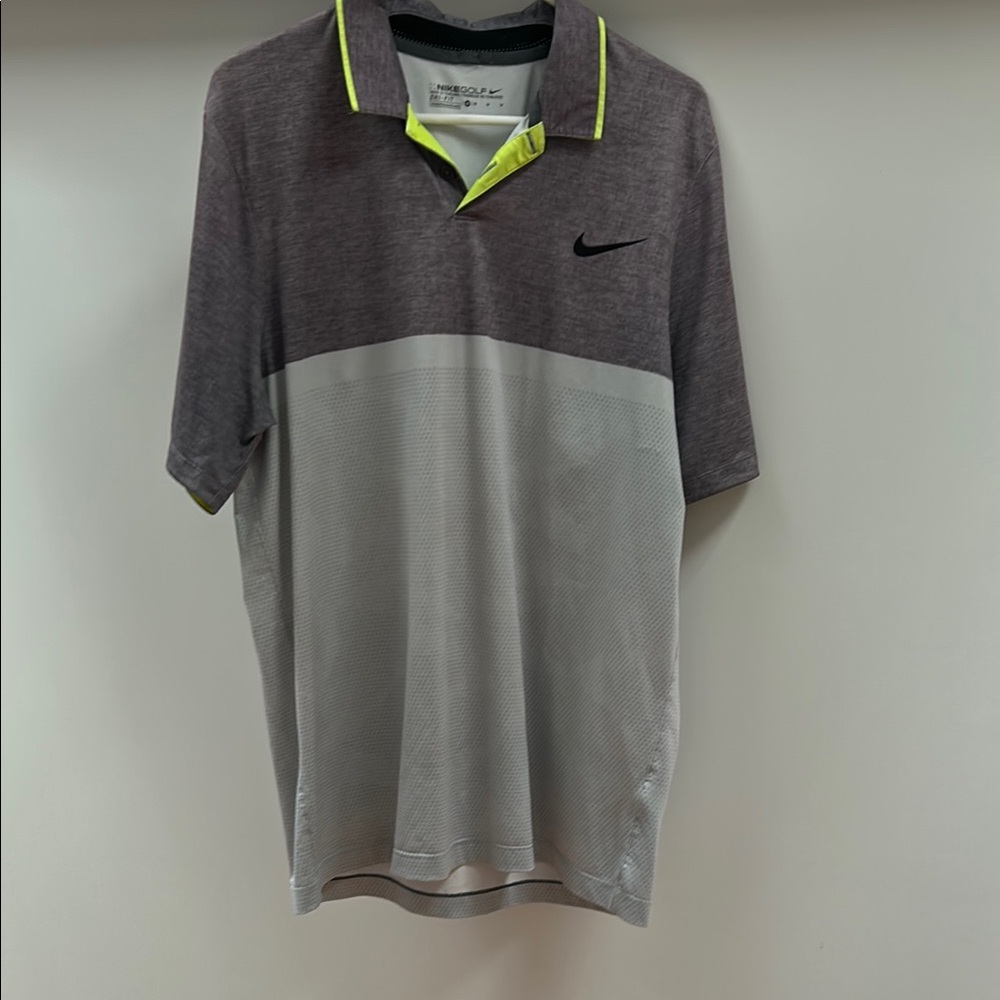 Nike Men's Charcoal and Light Gray Polo Shirt